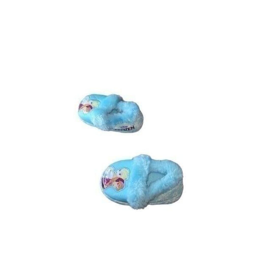 disney frozen toddler slippers sz 5-6 blue youth casual comfort slip‎ on kidcore